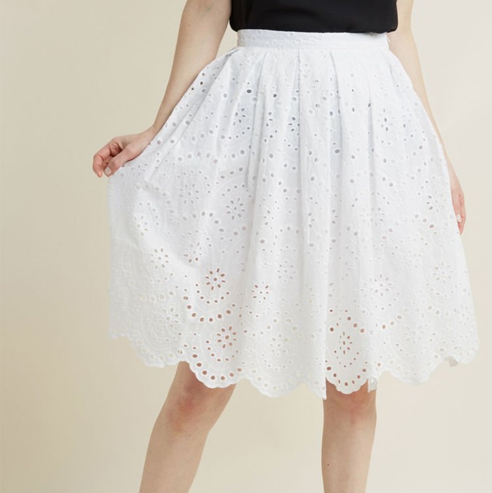 Modcloth Eyelet Skirt, White, 2x
